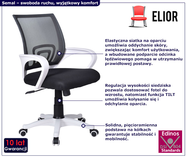 Czarny fotel biurowy semal