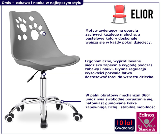 Grafitowe krzesło dziecięce Omis