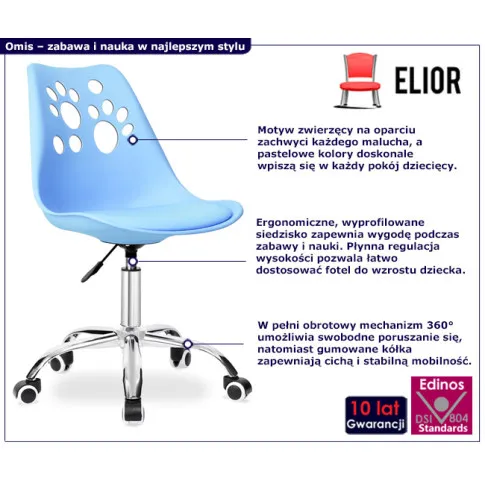 Niebieskie krzeslo obrotowe Omis