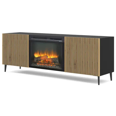 szafka rtv z kominkiem artisan czarny Livorno 18X