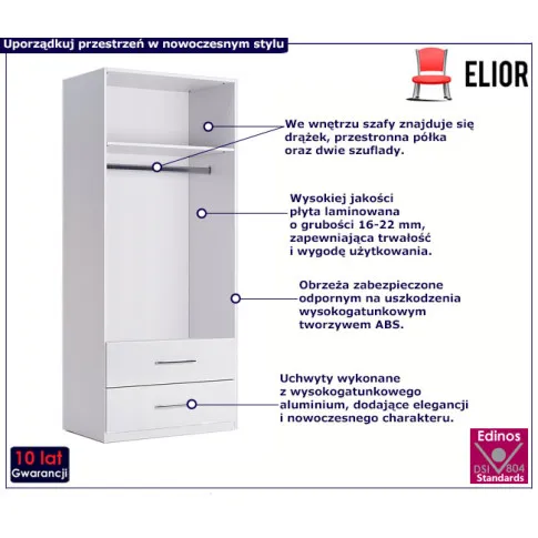 Biała nowoczesna szafa dwudrzwiowa Azarox 3X