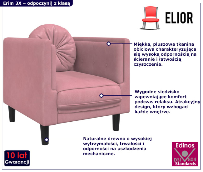 infografika różowego fotela do salonu FINO 3X