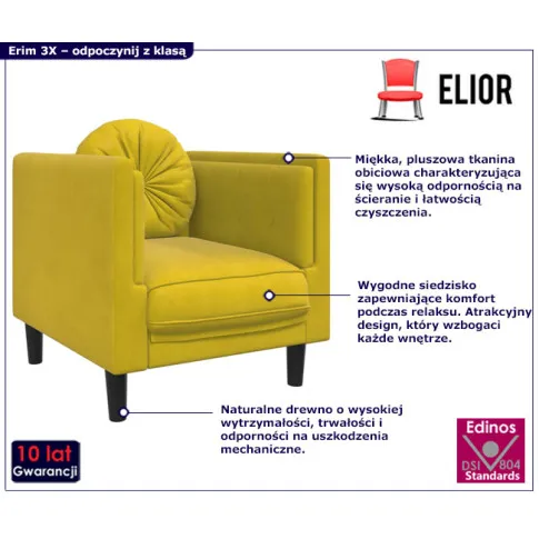 Nowoczesny żółty fotel Erin 3X