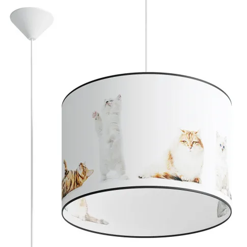 Lampa sufitowa dziecięca z abażurem w koty A591-Hixa