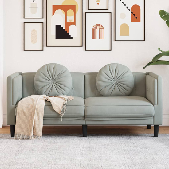 Jasnoszara aksamitna sofa FINO 4X