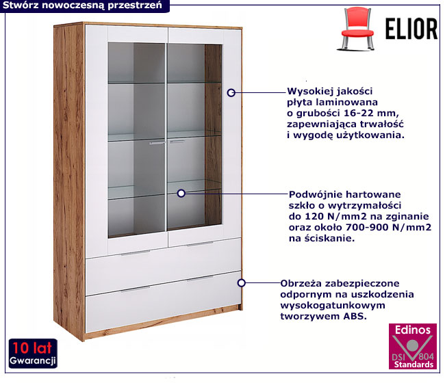 Nowoczesny regał słupek z witryną Zenta 8X