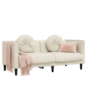 Kremowa stylowa sofa 2-osobowa z poduszkami - FINO 4X w sklepie Edinos.pl