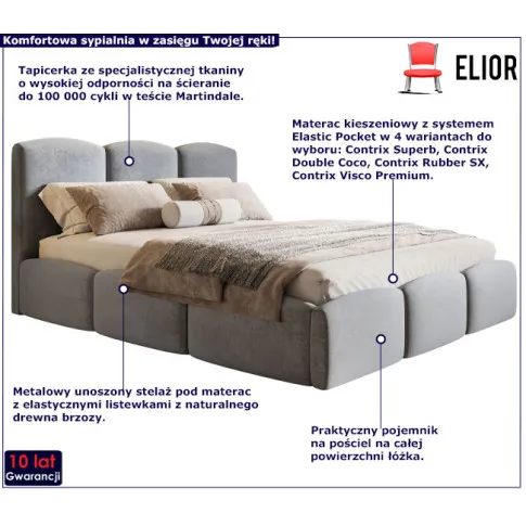 Łóżko nowoczesne z eleganckim zagłówkiem 140x200 Nfea 4X