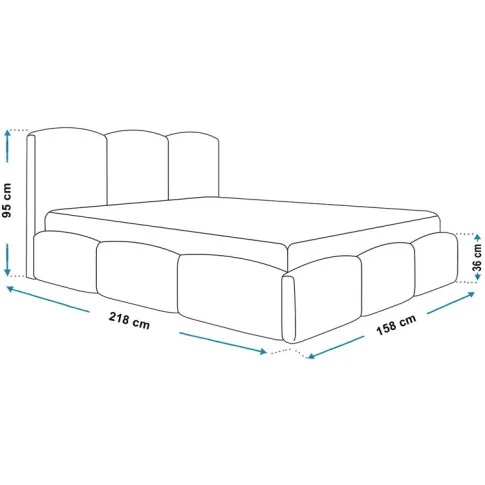 Wymiary łóżka tapicerowanego z zagłówkiem Nifea 4X 140x200