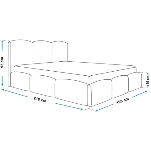 Wymiary łóżka tapicerowanego Nifea 4X 180x200