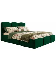 Podwójne łóżko welurowe z eleganckim zagłówkiem 180x200 Erma 4X - 36 kolorów w sklepie Edinos.pl