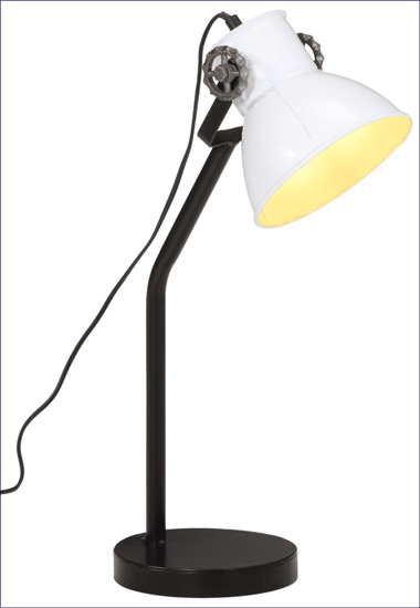Biała lampa biurowa z kloszem Amira