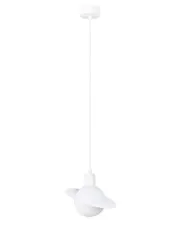 Biała pojedyncza lampa wisząca ze szklano-metalowym kloszem  - A604-Davena w sklepie Edinos.pl