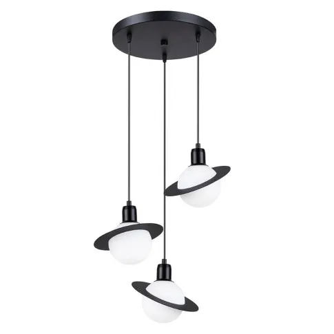 Lampa wisząca z 3 szklanymi kloszami w metalowej oprawie A605-Davena