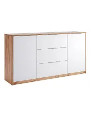 Komoda z szufladami i półkami dąb craft + biały 160 cm - Azarox 14X w sklepie Edinos.pl