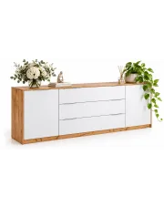 Nowoczesna komoda dąb craft + biały połysk 200 cm - Zenta 15X w sklepie Edinos.pl