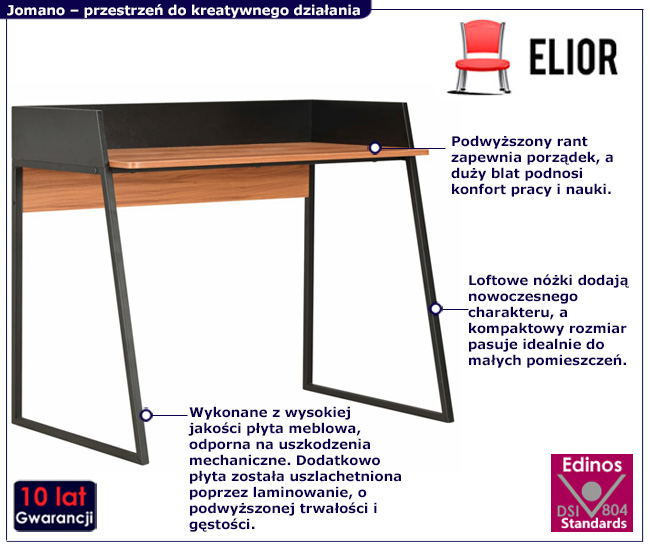 Nowoczesne biurko z dużym blatem Jomano