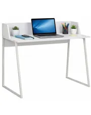 Białe metalowe biurko z podwyższonym rantem - Cavani w sklepie Edinos.pl