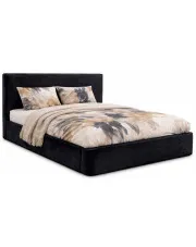 Czarne pluszowe niskie łóżko nowoczesne 3 rozmiary - Artemis w sklepie Edinos.pl