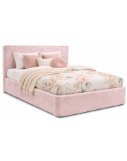 Tapicerowane łóżko pluszowe z zagłówkiem pudrowy róż 3 rozmiary - Artemis w sklepie Edinos.pl