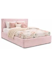 Tapicerowane łóżko pluszowe z zagłówkiem pudrowy róż 3 rozmiary - Artemis w sklepie Edinos.pl