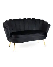 Czarna welurowa sofa do poczekalni w stylu glamour - Deos w sklepie Edinos.pl