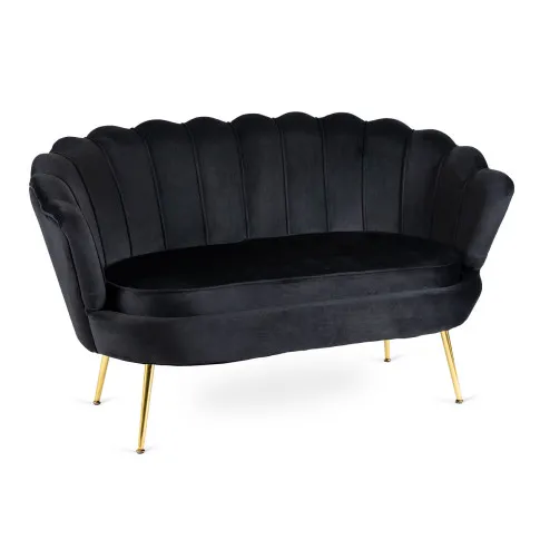 Czarna muszelkowa sofa glamour Avet