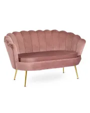 Różowa sofa muszelka na złotych nogach - Avet w sklepie Edinos.pl