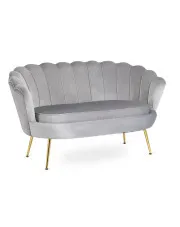 Szara welurowa sofa muszelka glamour - Avet w sklepie Edinos.pl
