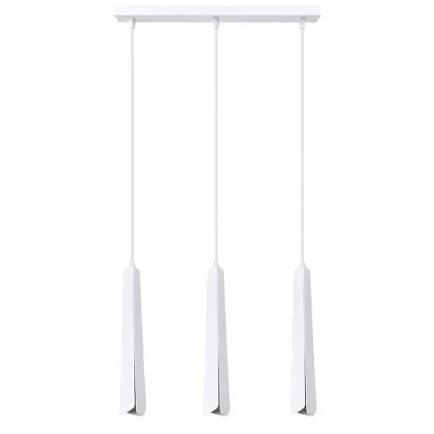 Biała lampa wisząca na listwie z 3 metalowymi kloszami A611-Zana