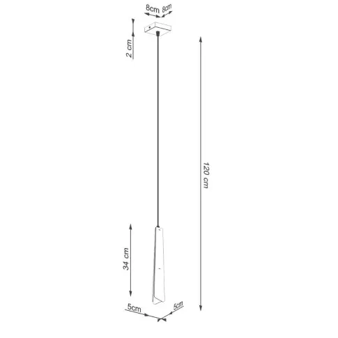 Rysunek w wymiarami lampy A609-Zana