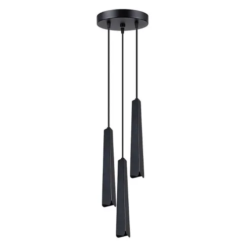 Czarna metalowa lampa wisząca z trzema długimi kloszami A610-Zana