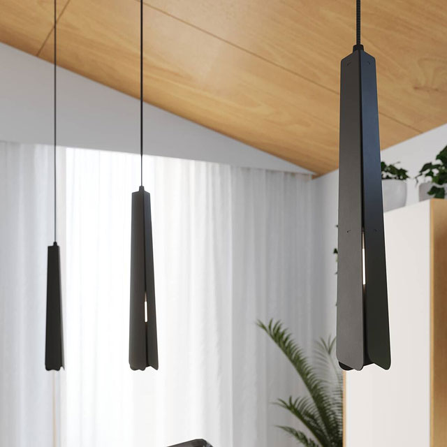 Czarna lampa z 3 długimi kloszami F901-Orelia