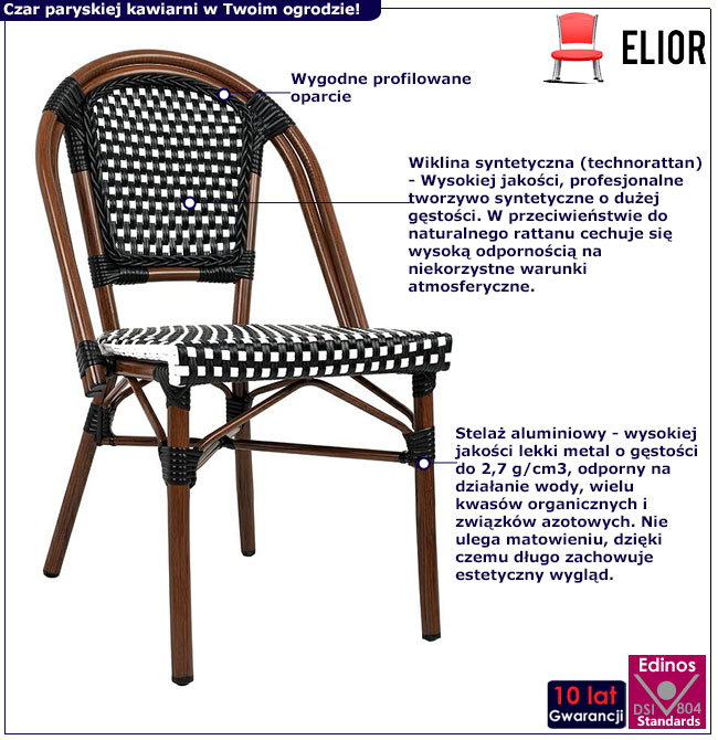 Czarne krzesło wiklinowe ogrodowe Fizex 3X