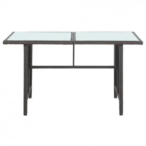 Przód stołu z zestawu brązowych mebli ogrodowych Andras