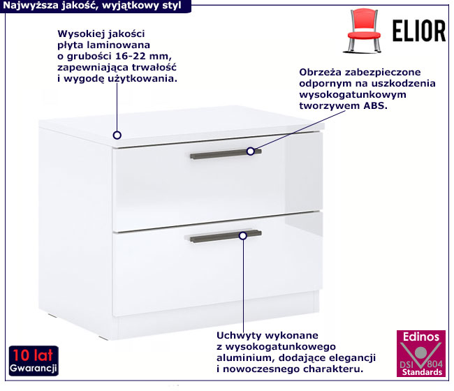 Biała szafka nocna Ersella 4X