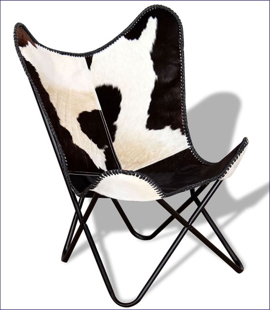 Czarno-białe krzesło ze skóry bydlęcej Curt 4X