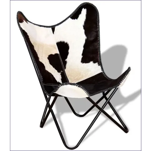 Czarno-białe krzesło ze skóry bydlęcej Loco 4X