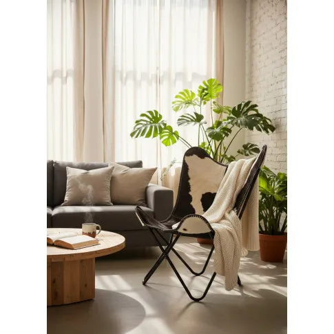 Czarno biały skórzany fotel butterfly vintage   Curt 4X