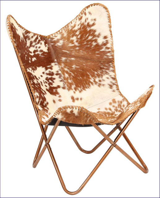 Brązowo-białe krzesło ze skóry koziej Curt 3X