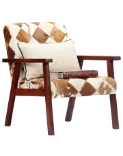 Drewniany tapicerowany skórą naturalną fotel lisek - Medison w sklepie Edinos.pl