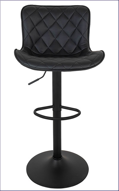 Czarny pikowany hoker obrotowy z oparciem Malter