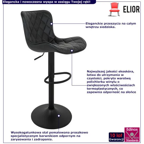 Czarny tapicerowany skórą ekologiczną Tius