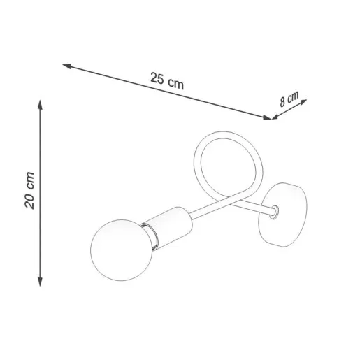 Rysunek z wymiarami kinkietu A621-Akli