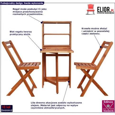 zestaw drewnianych mebli ogrodowych jill infografika