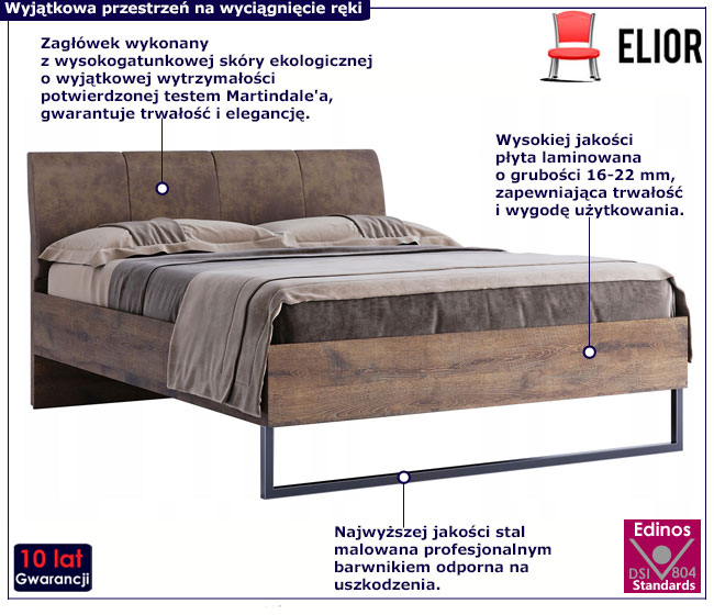 Nowoczesne łóżko z tapicerownaym zagłówkiem Toros 6X