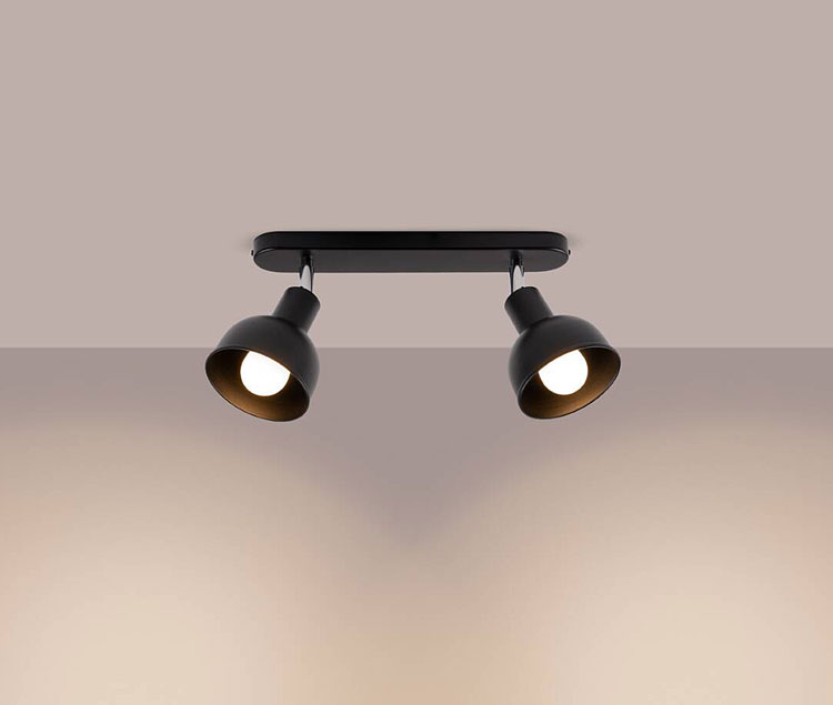 Czarna dwupunktowa lampa reflektorowa metalowa I309-Zanari
