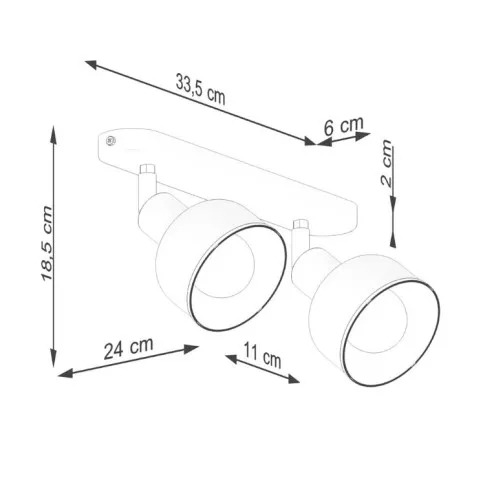 Rysunek z wymiarami lampy A623-Orfi