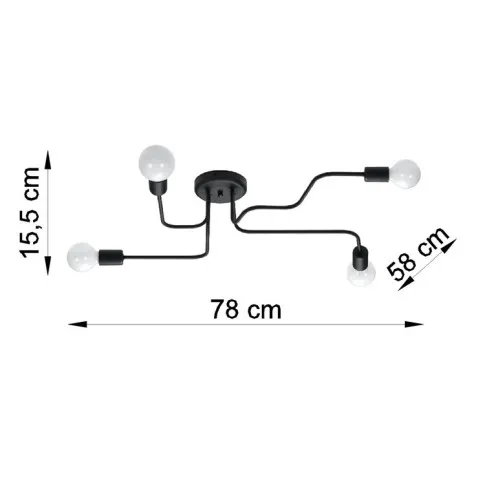 Rysunek z wymiarami lampy A626-Brif