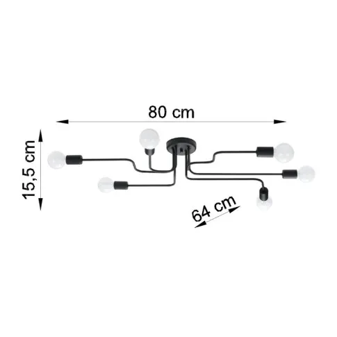 Rysunek z wymiarami lampy A627-Brif
